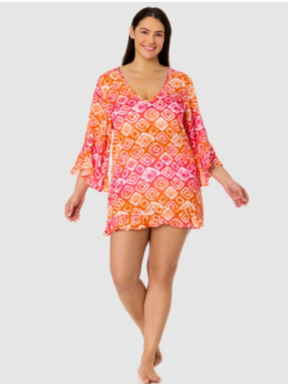 Anne Cole Plus Size Tie Dye Tunic Swimsuit Cover up Multicolor Size 22-24 11844